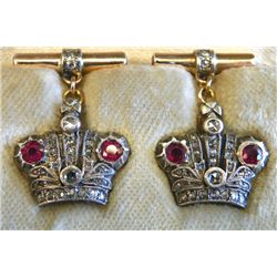 14kt yellow gold cufflinks with "Kings Crown"