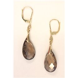Pair smoky topaz drop earrings