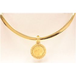 18kt gold Omega chain with Aphrodite pendant