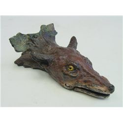 Patinated bronze/clip "Fox" shaped