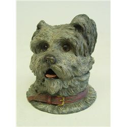 Patinated bronze inkwell "Dog with Collar"