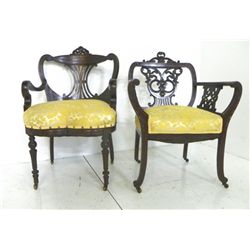 Pair Victorian arm chairs
