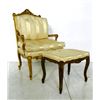 Image 1 : Louis XV style gilt arm chair with ottoman