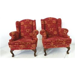 Pair Georgian style wing chairs
