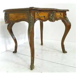 French style leather top table with ormolu