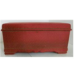 Red silk upholstered hope chest