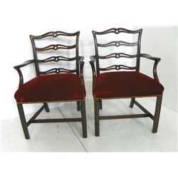 Pair Chippendale style arm chairs