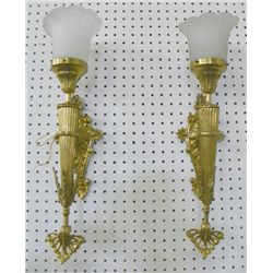 Pair Empire style torchiere brass sconces