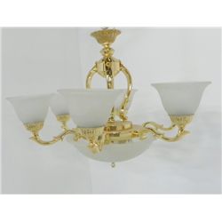 7 brass chandeliers with frosted glass