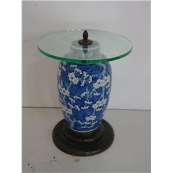 Chinese blue & white porcelain vase based table