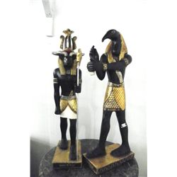 2 Egyptian patinated statues