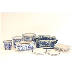 Lot of 6 piece blue & white reproduction porcelain