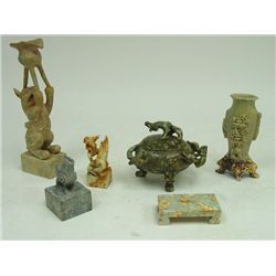 Lot of 6 pieces of stone carving
