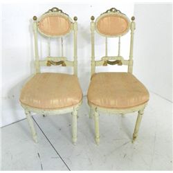 Pair 20th c.  French style painted boudoir chairs
