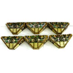 6 stained leaded glass wall sconces