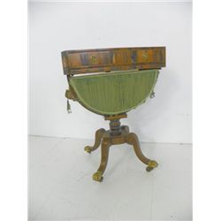 Rosewood satinwood inlaid Regency sewing stand