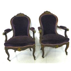 Pair Victorian rosewood chairs