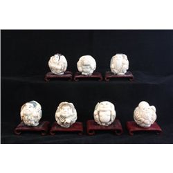 Chinese carved ivory on rosewood bases