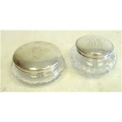 Two sterling silver top jars