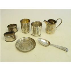 Lot of 7 Russian silver items