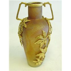 Art glass bronze mounted vase