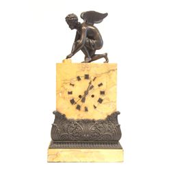 French bronze & sienna marble clock ca. 1840