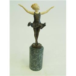 Bronze "Ballerina" on marble base signed Priels