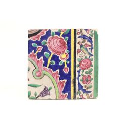19th c. Persian pottery tile
