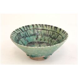 12th c. Persian turquoise glazed pottery bowl
