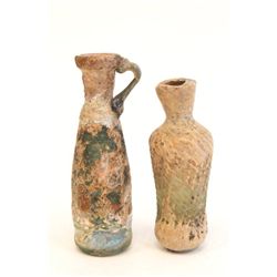 2 Roman glass bottles