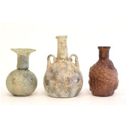 3 Roman glass bottles