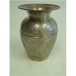 Middle Eastern silver etched design vase