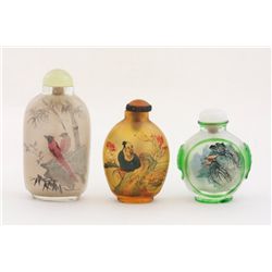 3 Chinese glass snuff bottles