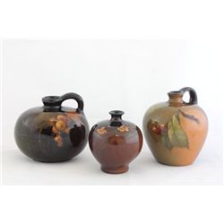 3 pieces Louwelsa Weller brown glazed pottery