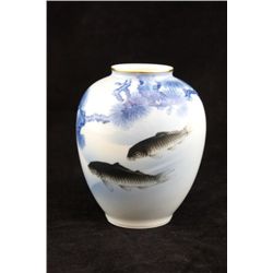Fukagawa porcelain vase depicting "Fish"