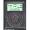 Image 1 : Victoria 10 cents 1874-H, Laureate bust left/Crowned date and value in wreath, KM-9, AU55 PCGS.