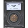 Image 1 : Victoria 25 cents 1887, Crowned head left/Crowned date and value in wreath, KM-5, XF45 PCGS.