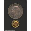 Image 1 : A proof pair as follows: George V crown 1927, S-4036, KM-836, toned proof; and a George V gold half 
