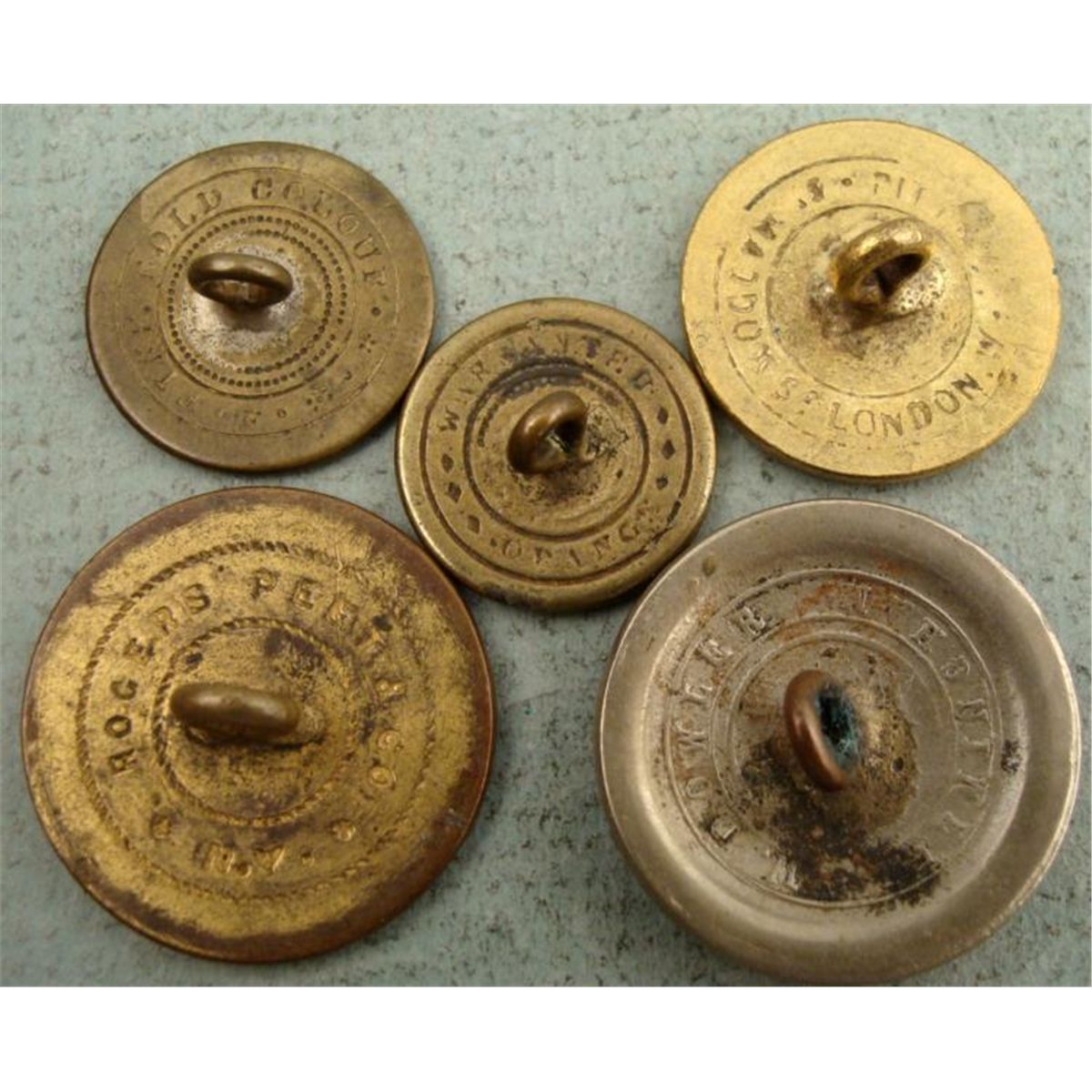 9 Colonial Era Coat Buttons Gilt & Pewter Tone