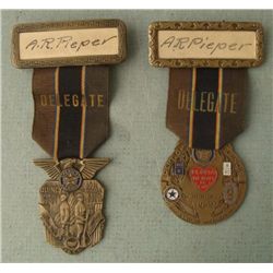 1935 & 1939 AMERICAN LEGION DELAGATES BADGES ILLINOIS