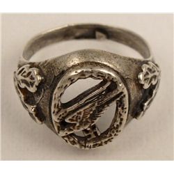 WWII Nazi Germany Silver Eagle & Swastika Ring
