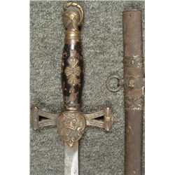 C1900 KNIGHTS TEMPLAR SECRET SOCIETY SWORD-ORNATE BLADE
