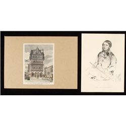 2 Old German Prints Le Baron Adolphe De Rothschild