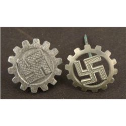 TWO ORIGINAL NAZI DAF WORKERS ORGANIZATION BADGES