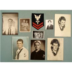 WWII LOT 8 US NAVAL SAILOR'S PHOTOS  NAVY MEDIC PATCH