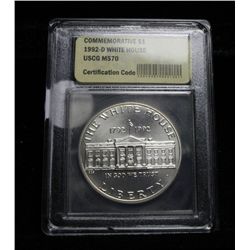 1992-d White House Commemorative Uncirculated Dollar Graded ms70