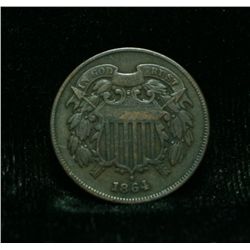 1864 2 cent piece grades very fine