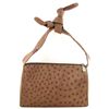 Image 1 : Ladies Brown Ostrich Hide Skin Handbag  (ACT-279)