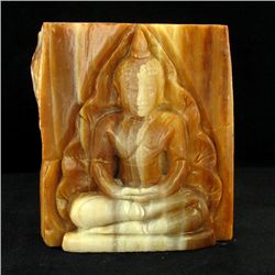 Hand Carved Petrified Wood Thai Buddha (ANT-1781)