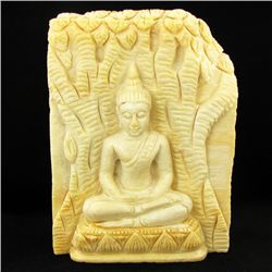 Hand Carved Petrified Wood Thai Buddha (ANT-1913)